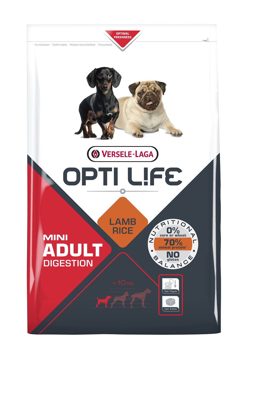 Opti Life Mini Adult Digestion Hundefutter mit viel Lamm&Reis