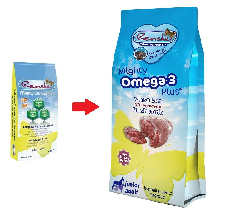 Renske Mighty Omega 3 Plus Junior Adult Lamm & Reis Hundefutter