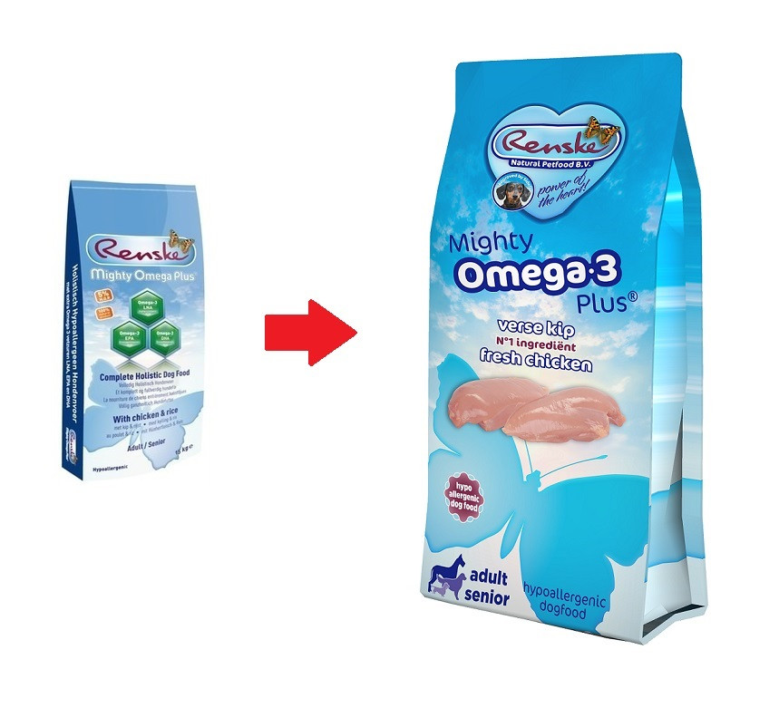 Renske Mighty Omega 3 Plus Adult/Senior Huhn & Reis Hundefutter