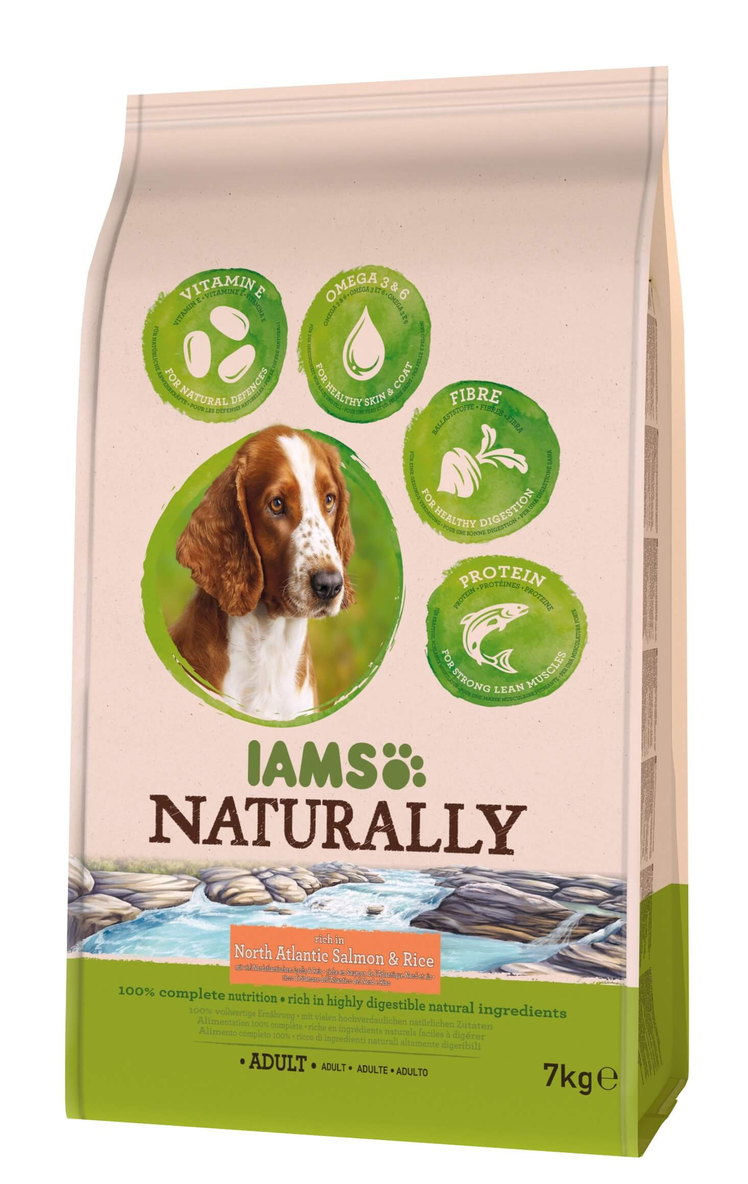 Iams Naturally Adult Lachs & Reis Hundefutter
