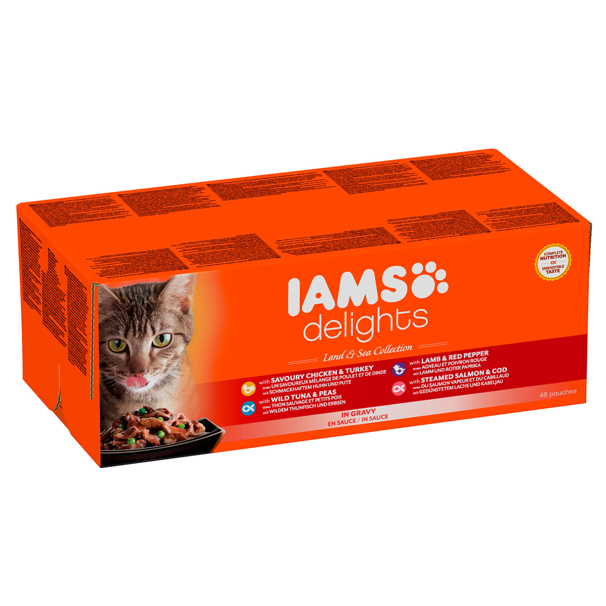 Iams Delights Land & Sea Collection 48 x 85g Beutel Katzenfutter