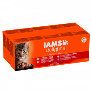Iams Delights Land & Sea Collection 48 x 85g Beutel Katzenfutter
