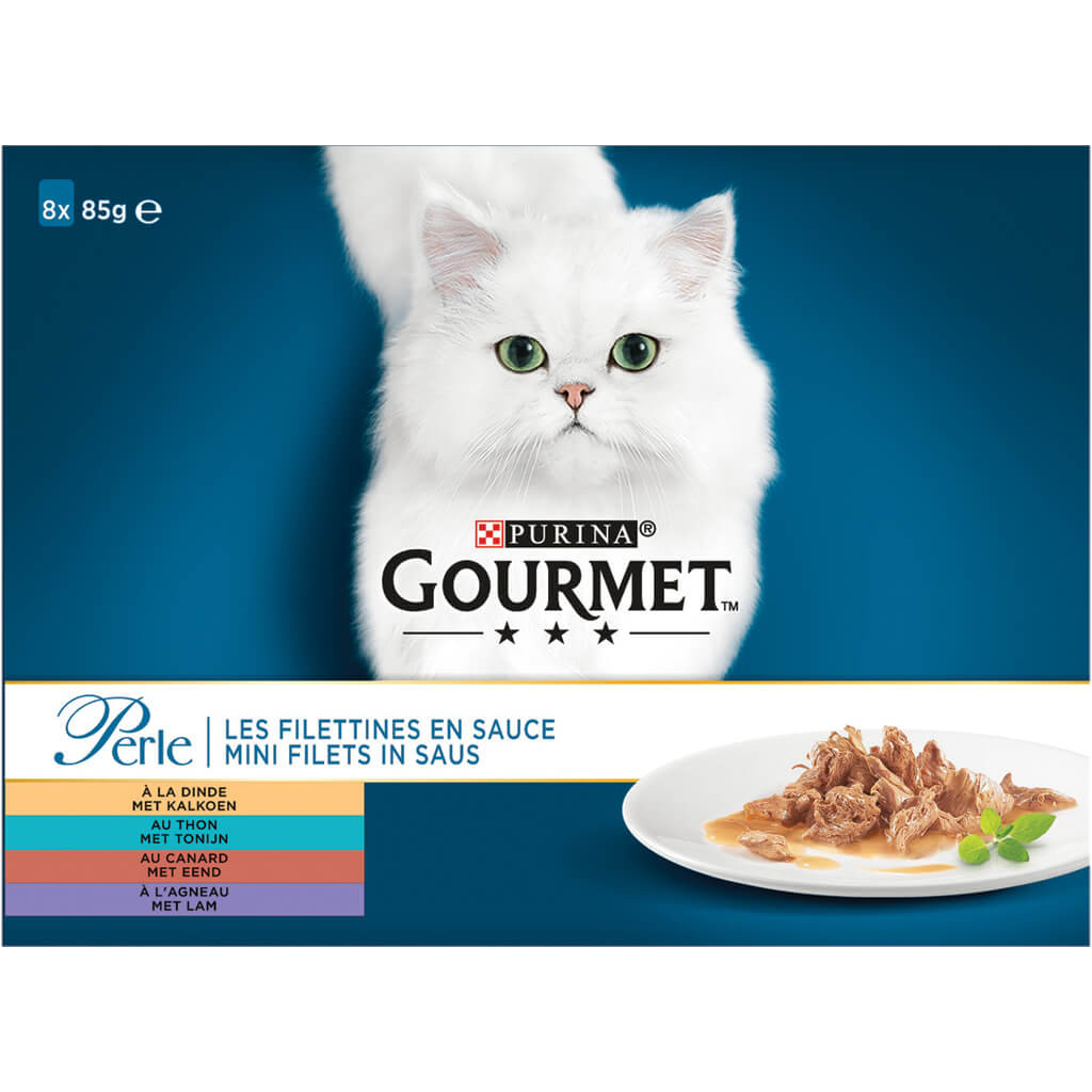 Purina Gourmet Gold Feine Pastete 48 X 85g Gourmet Katzenfutter – Seaside Duo Mini Filets In Soße, Sorten Mit Lachs, Seelachs, Sardine & Thunfisch, Aus Natürlichen Zutaten Seaside Duo Mini Filets 85g