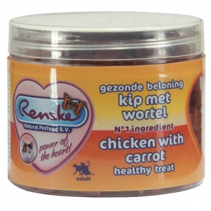 Renske Gesunde Belohnung Herzen – Huhn mit Möhre Katzensnack 100 g