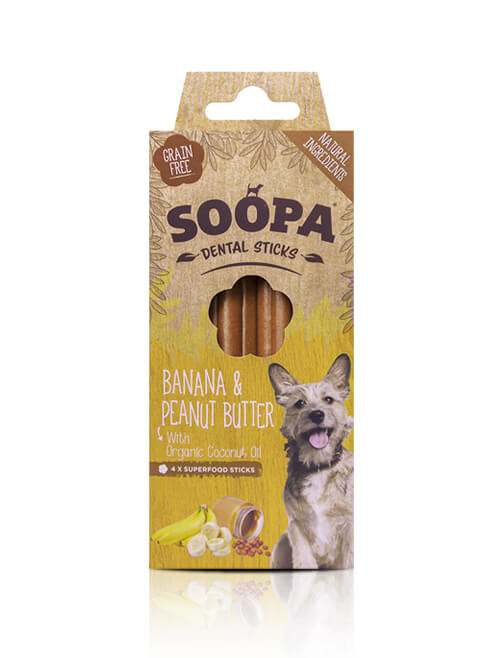 Soopa Dental kauwstaven Banaan & Pindakaas voor de hond