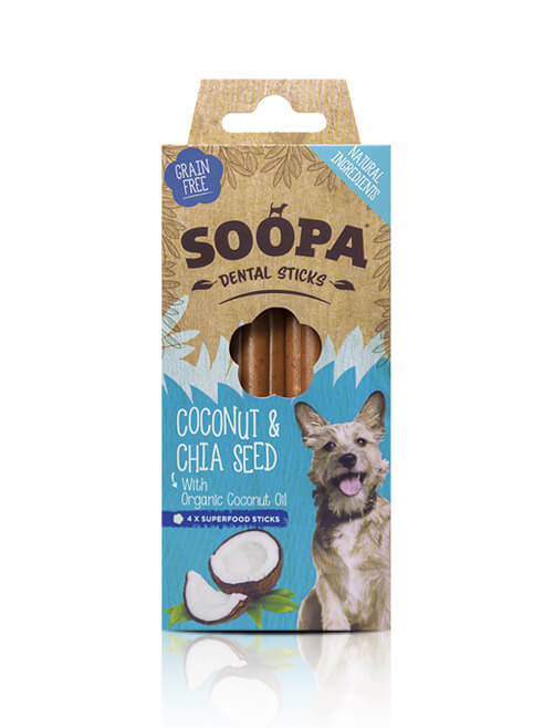Soopa Dental kauwsticks Kokosnoot & Chiazaad voor de hond