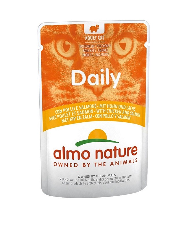 Almo Nature Daily mit Huhn und Lachs Katzen-Nassfutter (70 g)