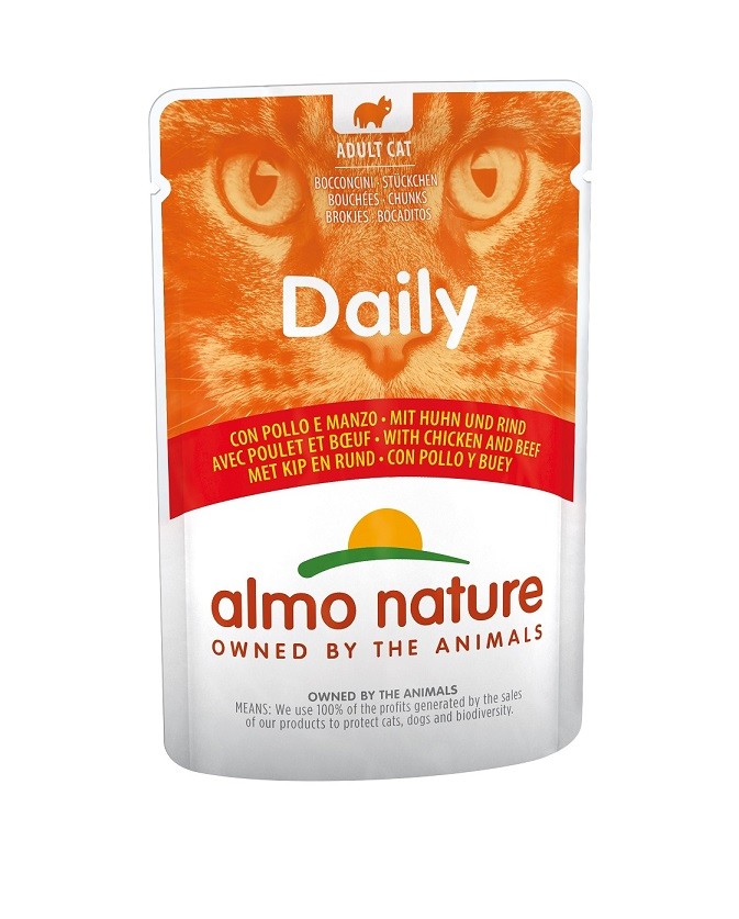 Almo Nature Daily mit Huhn und Rind Katzen-Nassfutter (70 g)