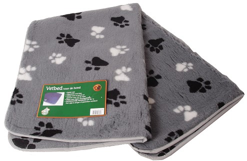 Vetbed grijs met pootprint voor honden