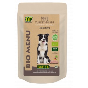 BF Petfood Biofood Organic Sensitive Truthahn Menu Hunde-Nassfutter (Beutel 150 g) 15 x 150 gr