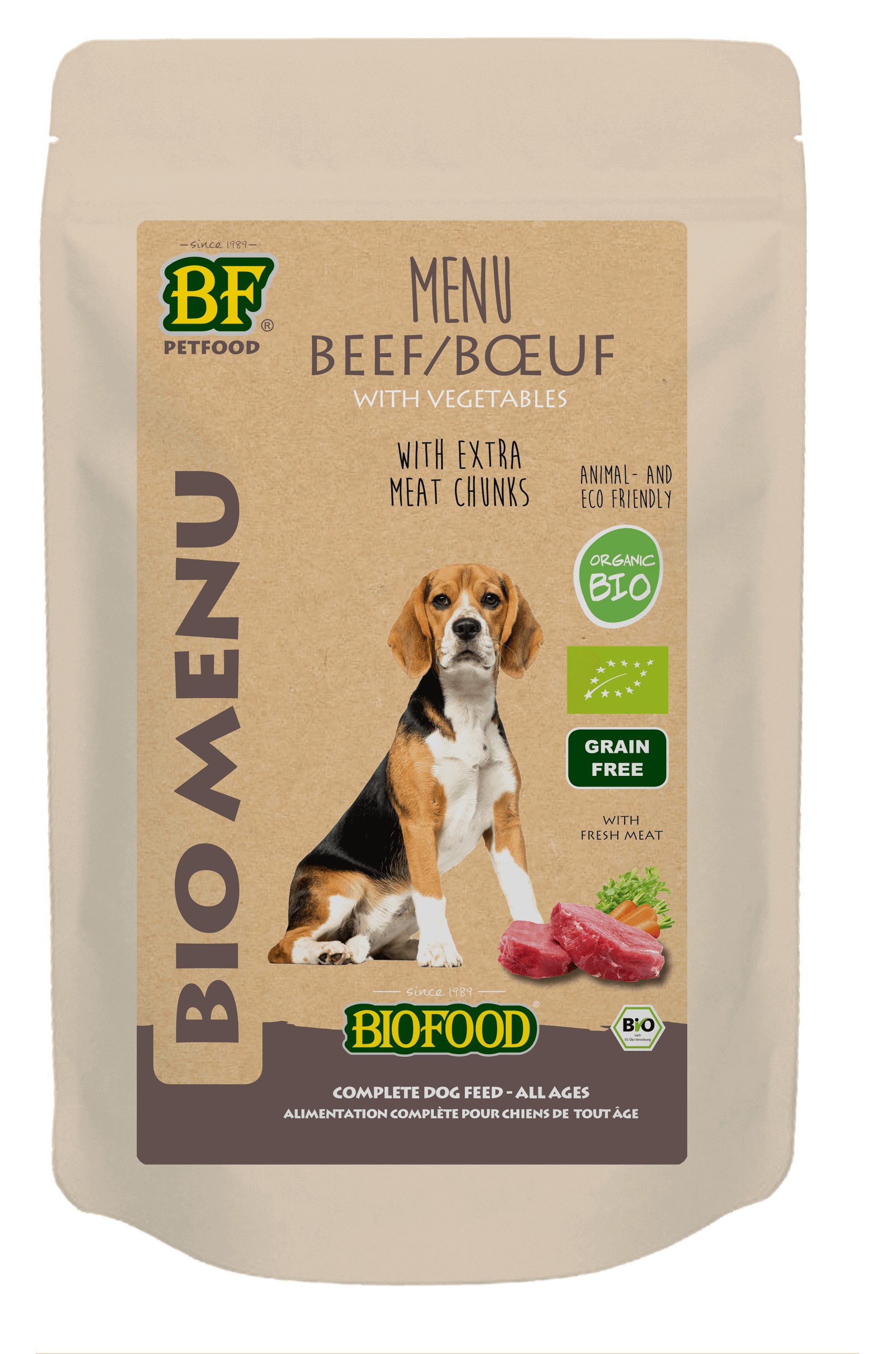 Biofood Organic Rund menu pouch 150 gr hondenvoer