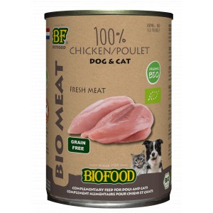 BF Petfood Biofood Organic 100% Huhn Nassfutter für Hund/Katze (Dosen 400 g) 24 x 400 g