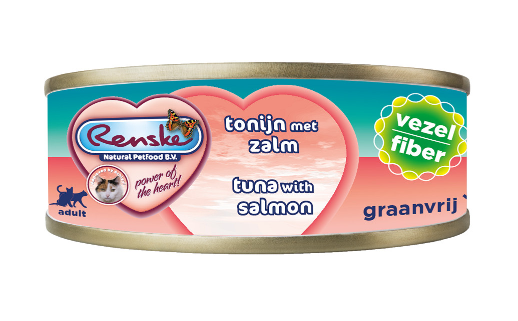 Renske Faser Thunfisch mit Lachs Katzen-Nassfutter (70 Gramm)