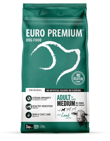 Euro Premium Adult Medium mit Lamm & Reis Hundefutter