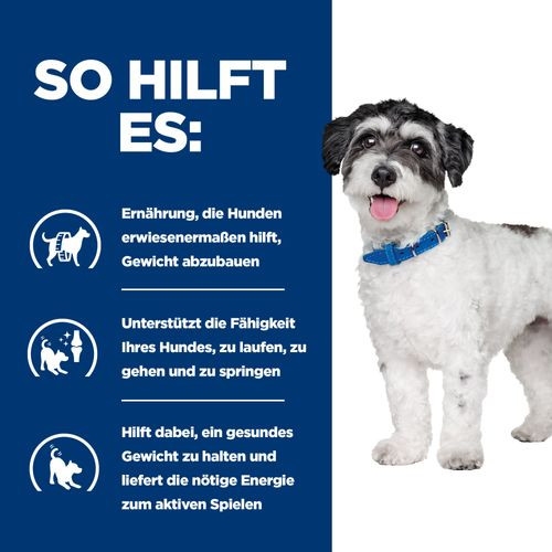 Hill's Prescription Diet J/D Weight Metabolic + Mobility Mini Hundefutter mit Huhn