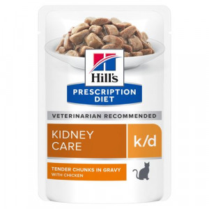 Hill’s Prescription Diet K/D Kidney Care Nassfutter für Katzen mit Huhn (Frischebeutel) 1 Karton (12 x 85 g)
