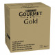 Gourmet Gold Feine Stücke in Sauce mit Rind, Huhn und Leber, Lachs und Huhn, Pute und Ente Nassfutter für Katzen (96x85 g)