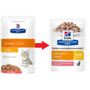 Hill's Prescription C/D Multicare Urinary Care mit Lachs Katzen-Nassfutter (Frischebeutel)