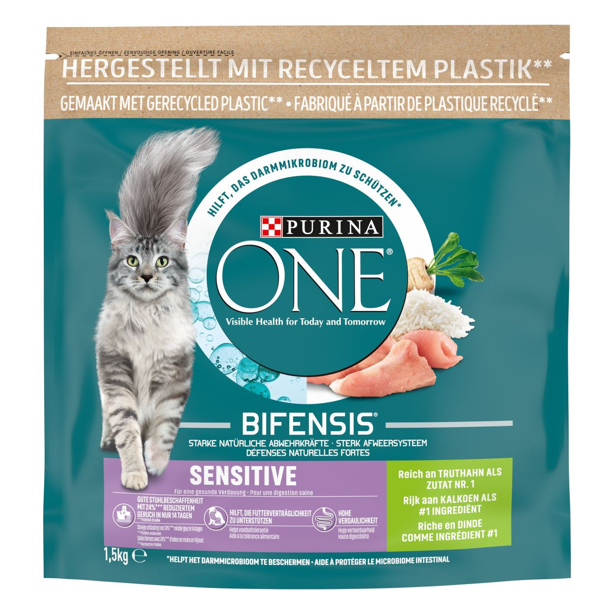 Purina One Sensitive Kalkoen en Rijst kattenvoer