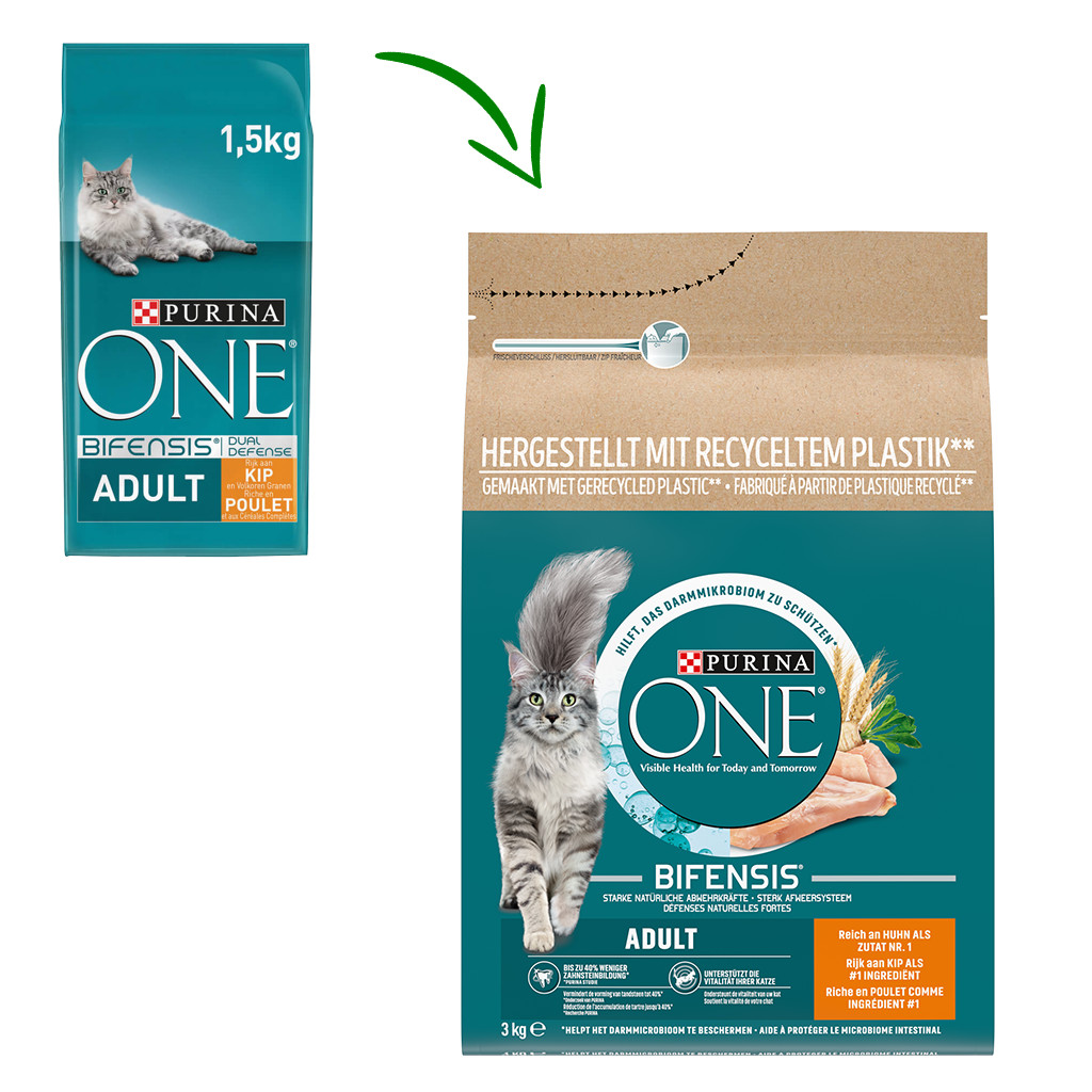 Purina One Adult Kip Volkoren Granen kattenvoer