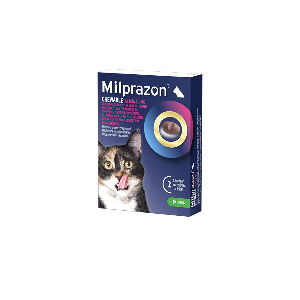 Milprazon Chewable 16 mg / 40 mg grote kat