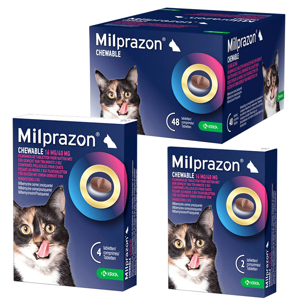 Milprazon Chewable 16 mg / 40 mg grote kat