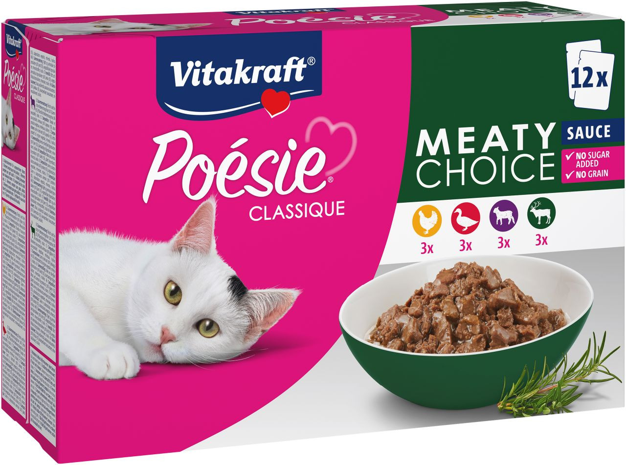 Vitakraft Poésie Classique Meaty Choice in saus natvoer kat (12 x 85 g)