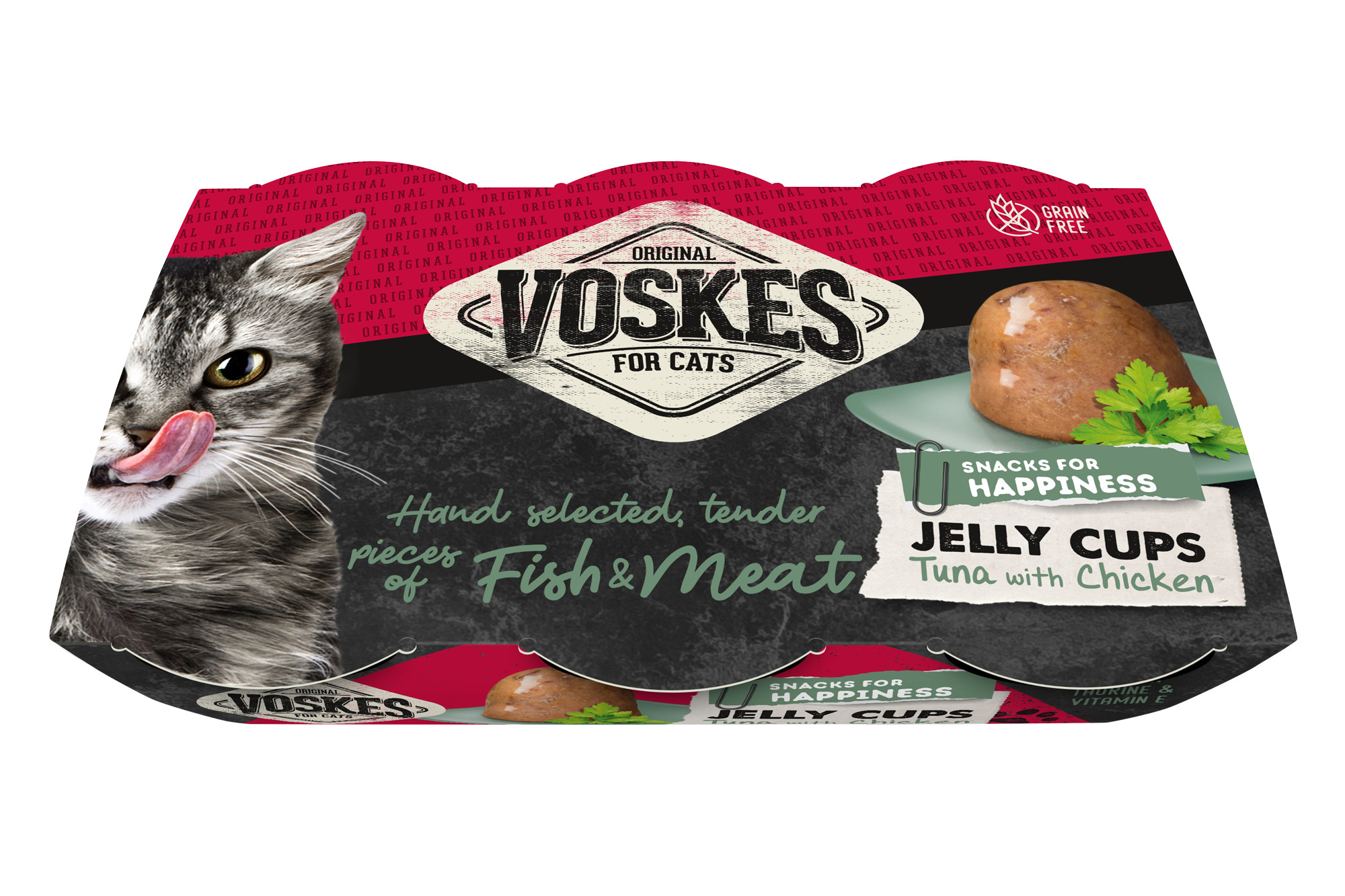 Voskes Jelly Cups tonijn met kip kattensnack (6x25 g)