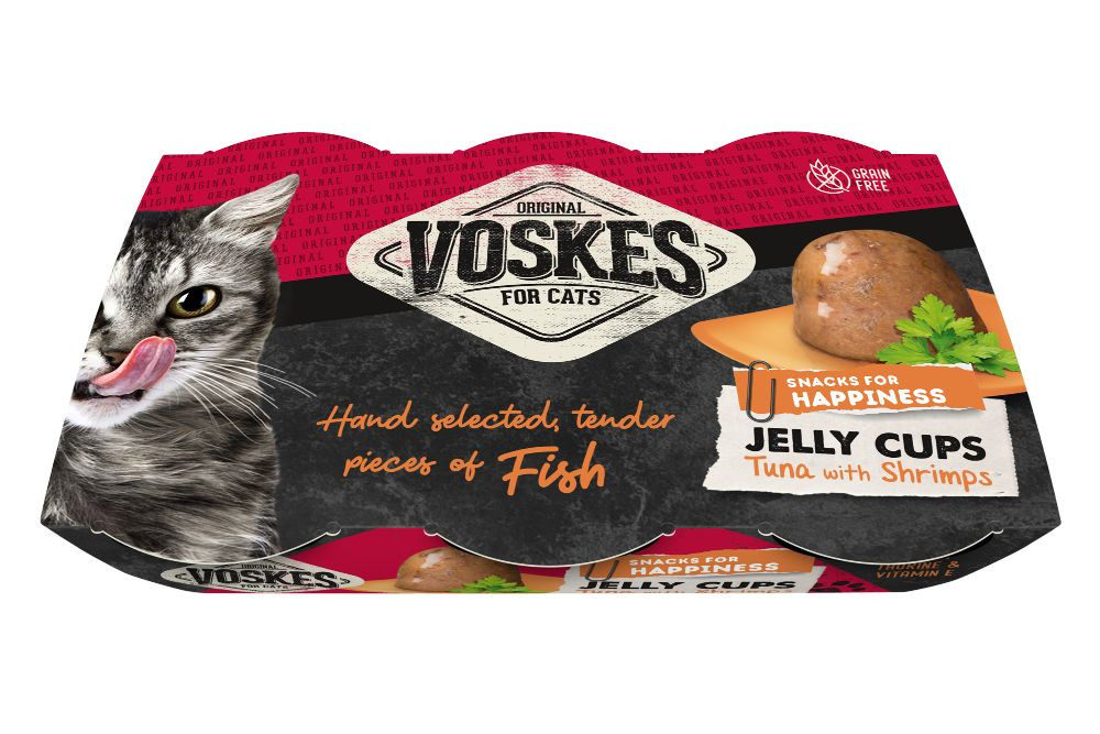 Voskes Jelly Cups tonijn met garnalen kattensnack (6x25 g)