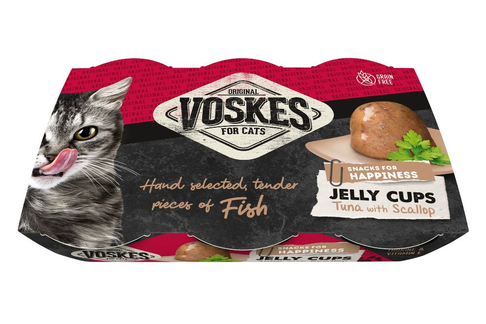 Voskes Jelly Cups tonijn met sint-jakobsschelp kattensnack (6x25 g)