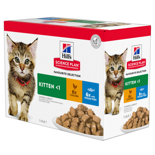 Hill's Kitten Favourite Selection Kombi Huhn Seefisch Katzen-Nassfutter 85g