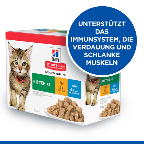 Hill's Kitten Favourite Selection Kombi Huhn Seefisch Katzen-Nassfutter 85g