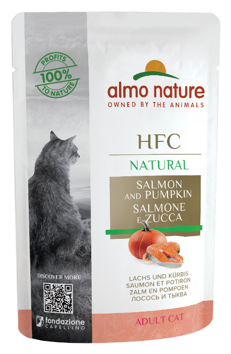 Almo Nature HFC Natural Lachs mit Kürbis Katzen-Nassfutter (55 g)