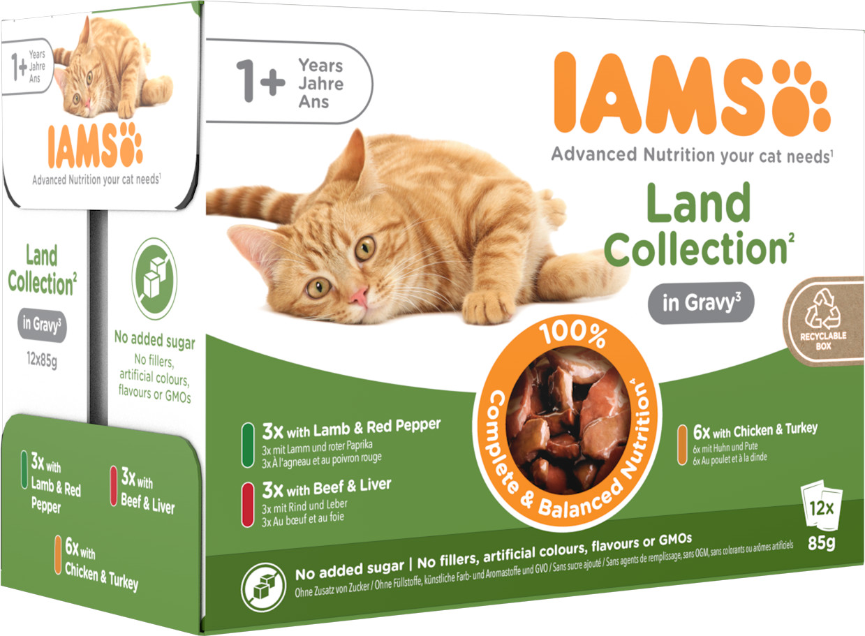 Iams Delights Adult Land Collection in gravy natvoer kat (12x85 g)