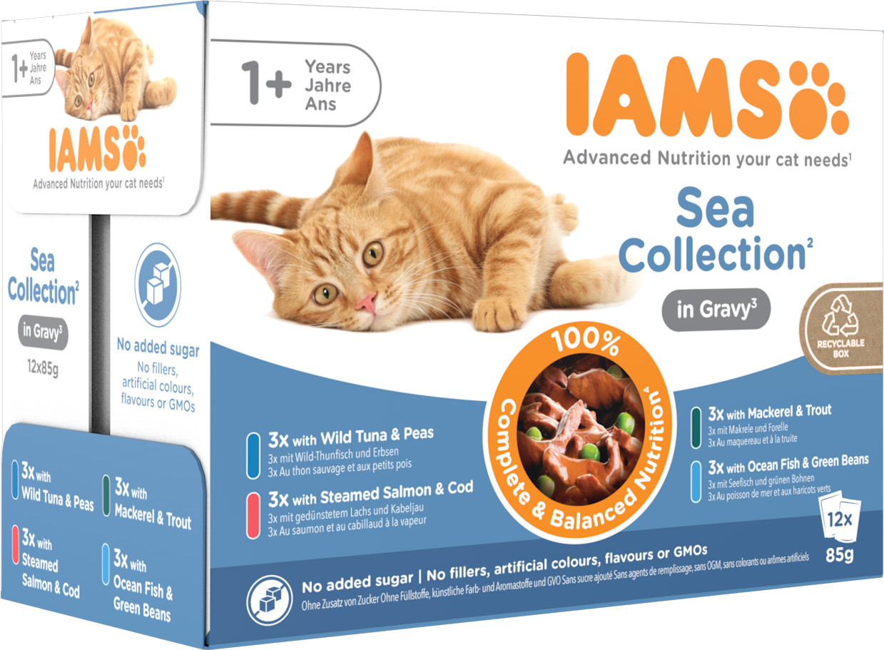 Iams Delights Adult Sea Collection in gravy natvoer kat (12x85 g)