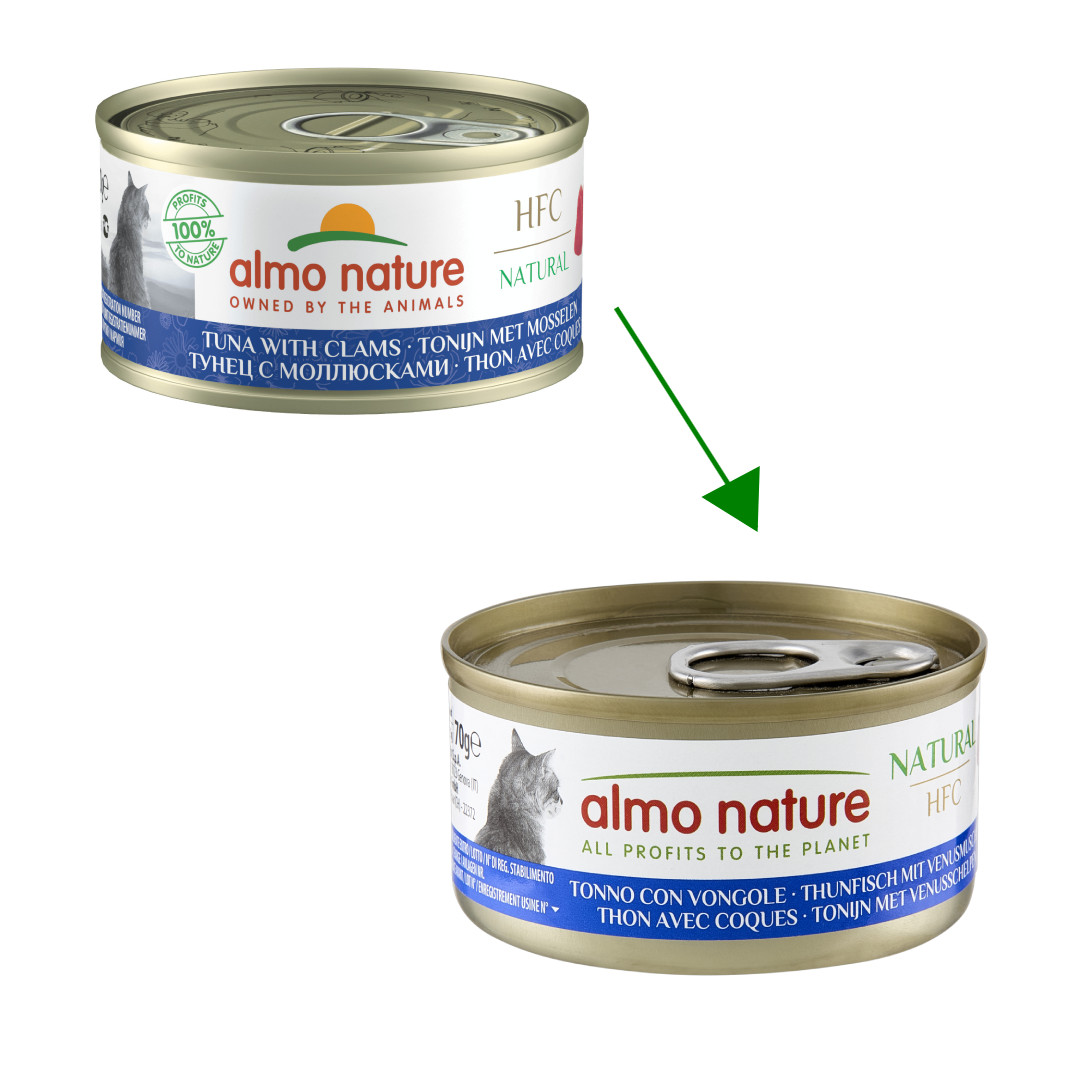 Almo Nature HFC Natural Thunfisch mit Venusmuscheln Katzen-Nassfutter (70 g)