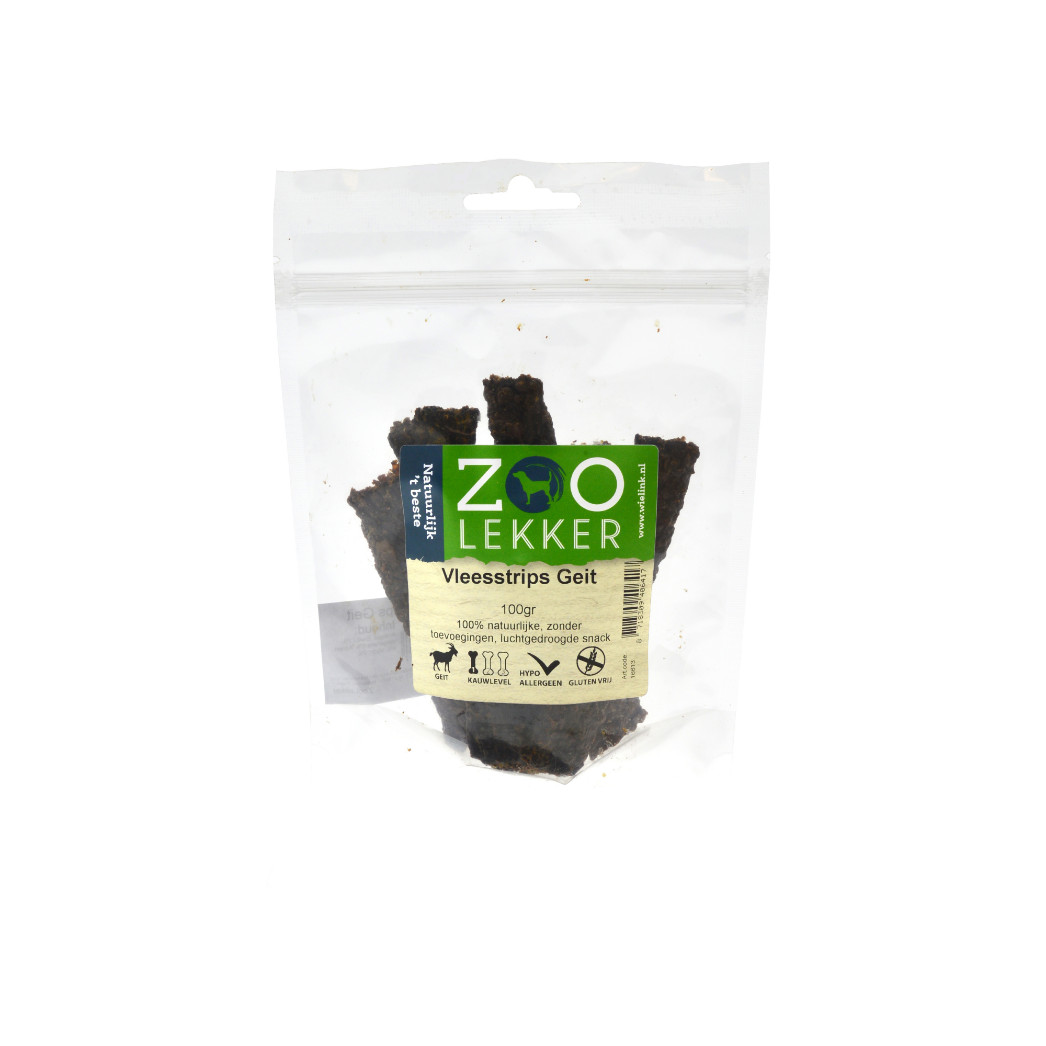 Zoolekker - Vleesstrips Fazant of Geit hondensnack (100 g)