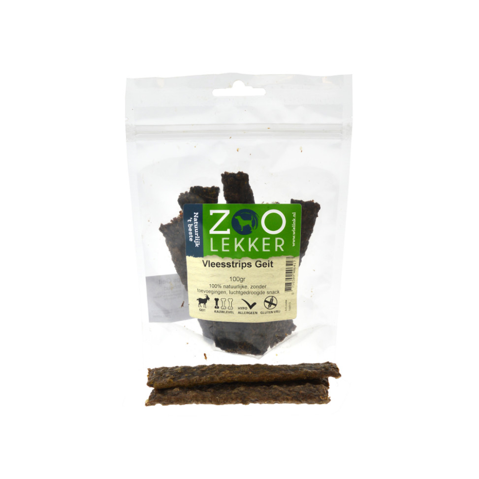 Zoolekker - Vleesstrips Fazant of Geit hondensnack (100 g)