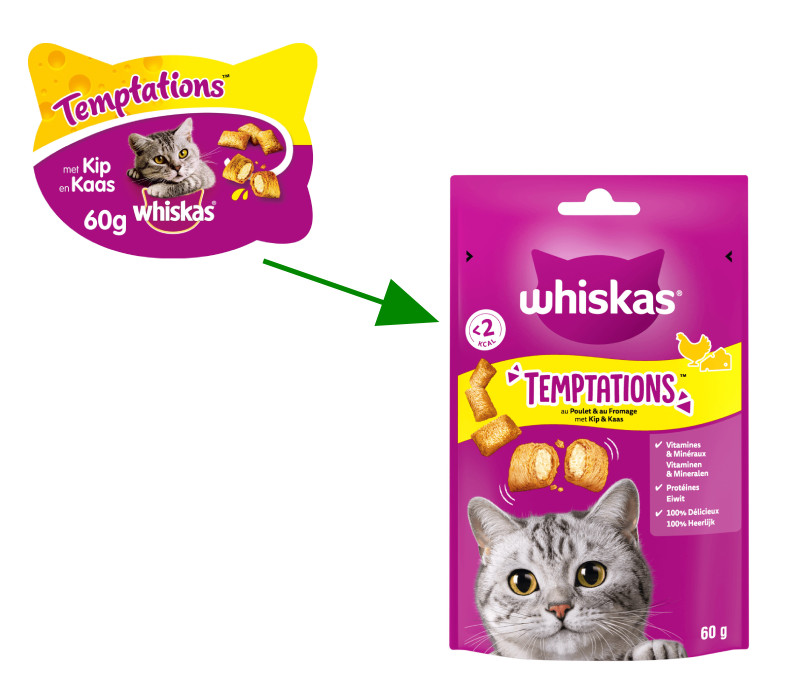 Whiskas Temptations mit Huhn und Käse