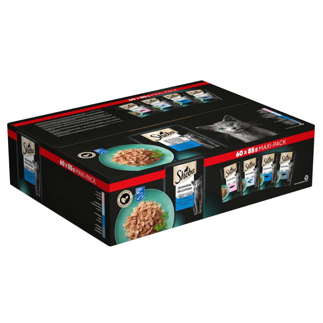 Sheba Delicatesses Vis Selectie in gelei maxipack natvoer kat maaltijdzakjes