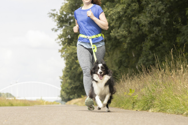 Jogginglijn met heupriem Stoffel fluo geel (118 cm/80-140 cm)