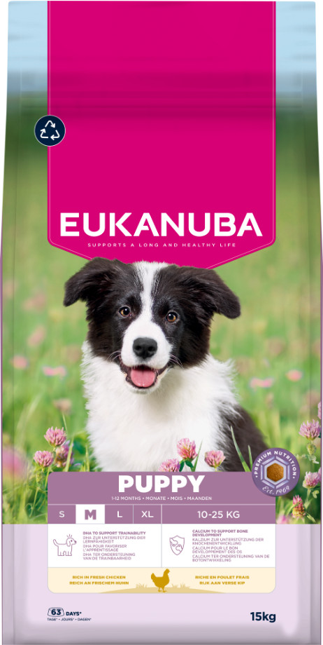 Eukanuba Growing Puppy Medium Breed kip hondenvoer Eukanuba Growing Puppy Medium Breed kip hondenvoer
