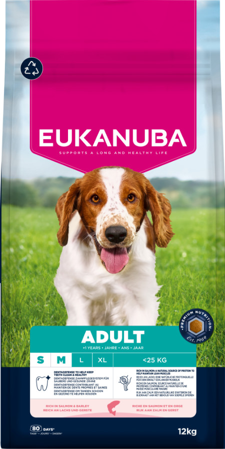 Eukanuba Adult Small Medium Zalm & Gerst hondenvoer Eukanuba Adult Small Medium Zalm & Gerst hondenvoer