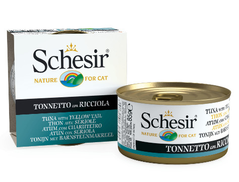Schesir tonijn met barnsteenmakreel (jelly) natvoer kat (blikjes 85 g)
