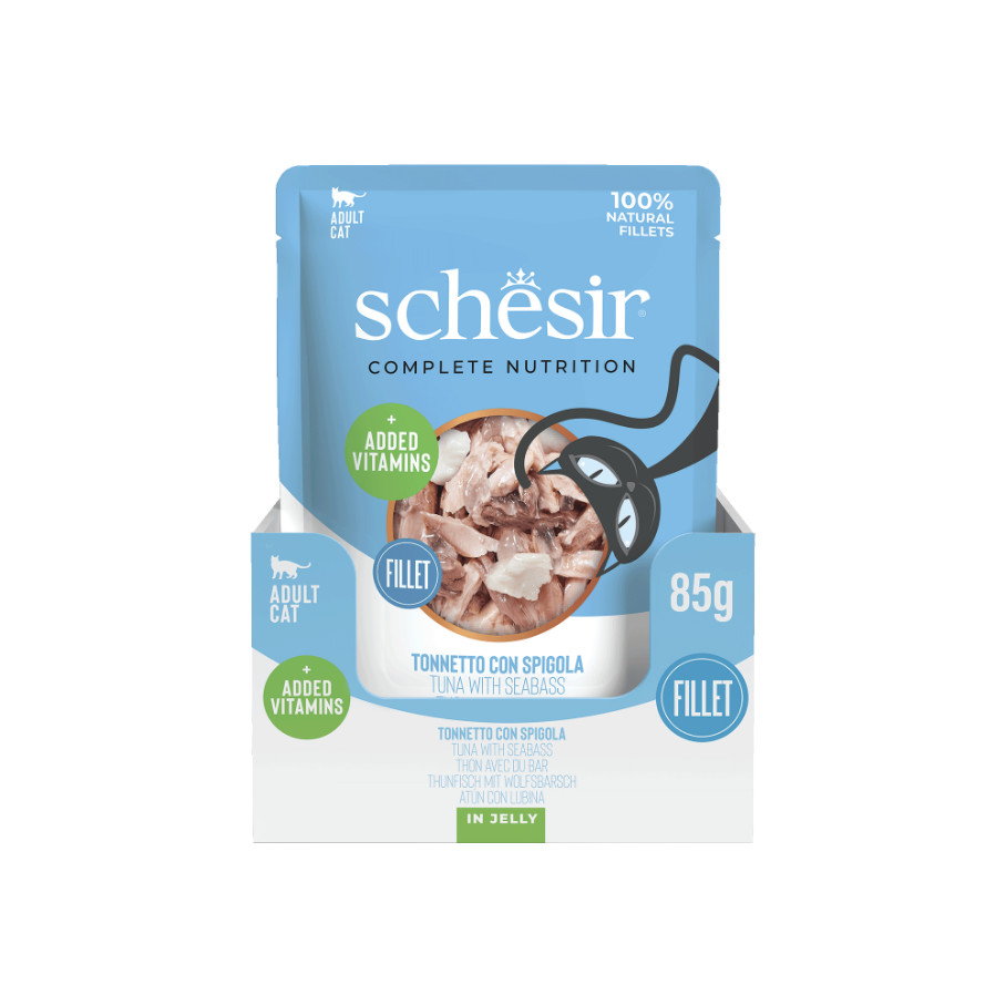 Schesir tonijn met zeebaars (jelly) natvoer kat (zakjes 85 g) Schesir tonijn met zeebaars (jelly) natvoer kat (zakjes 85 g)