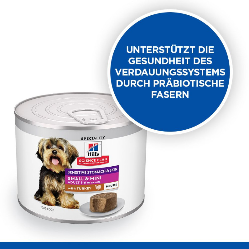 Hill's Adult Sensitive Stomach & Skin Small & Mini nat hondenvoer met kalkoen blik