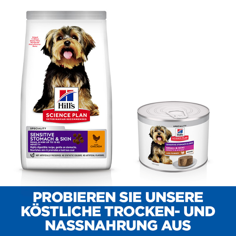 Hill's Adult Sensitive Stomach & Skin Small & Mini nat hondenvoer met kalkoen blik