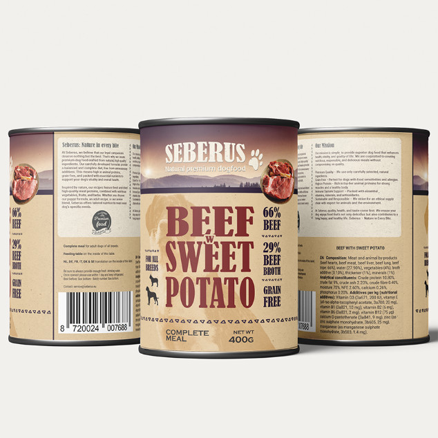 Seberus Beef w/Sweet Potato getreidefreies Hunde-Nassfutter 