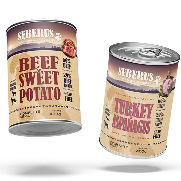 Seberus Beef & Turkey getreidefreies Hunde-Nassfutter  -  Mixtray