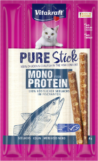 Vitakraft Pure Stick koolvis kattensnack (4 x 5 g) Vitakraft Pure Stick koolvis kattensnack (4 x 5 g)